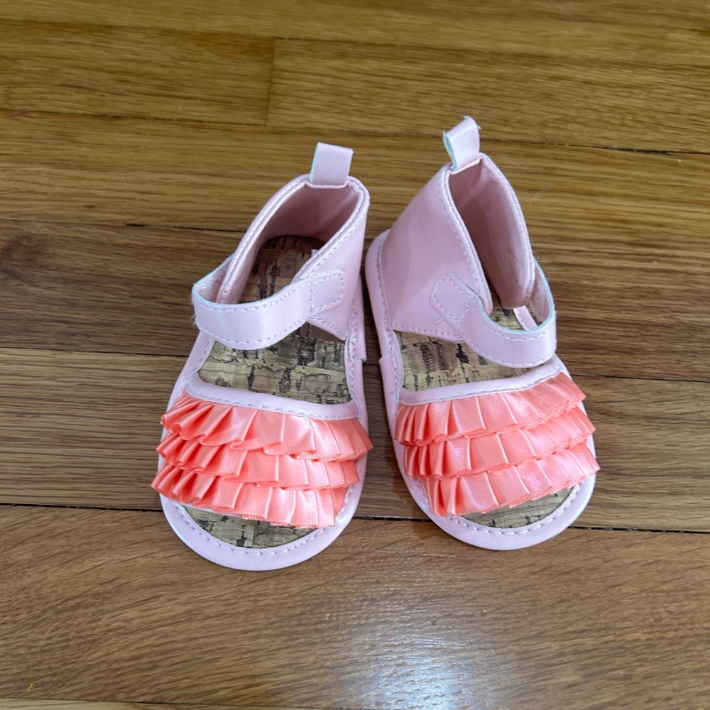 Charming Coral Ruffle Kids Sandals- BRAND NEW NEVER WORN!